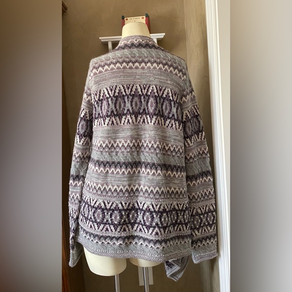 Calypso St. Barth 100% Baby Alpaca Cardigan Sweater Gray Pink Beaded, tassel S - Picture 10 of 16